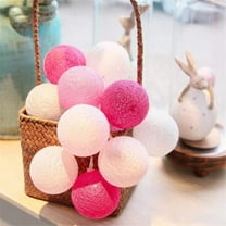 Fairy LED Lights,Topboutique Cotton Ball String Lights,Xmas Wedding Battery Operated String Fairy Light,Cute Hanging Lights Balls for Christmas,Party,Wedding,Home Decor,10 ft,20 LED Light,Pink White