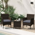 thumbnail image 5 of Costway 3 PCS Outdoor Conversation Set with Cushioned Seat & Tempered Glass Tabletop Gray, 5 of 11