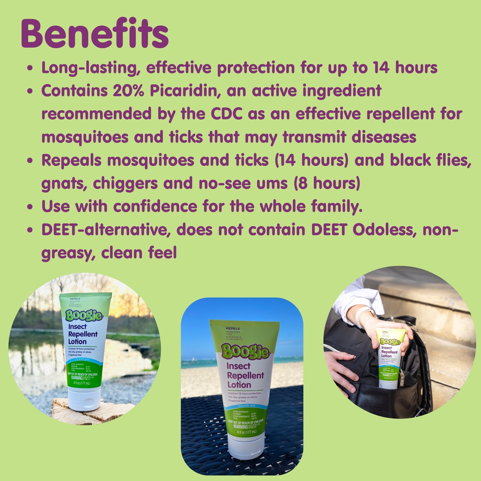 (2 pack) Boogie Insect Repellent Lotion, Fragrance-Free, 6 fl oz