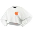 thumbnail image 2 of Women's White Clemson Tigers Raw Hem Cropped Spirit Jersey Long Sleeve T-Shirt, 2 of 4