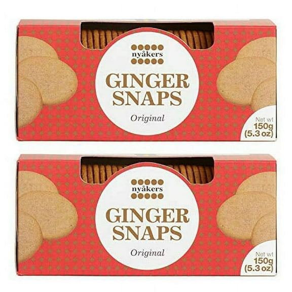 Nyakers Original Swedish Ginger Snaps - Finest Ginger Snaps Original Flavor Swedish Cookie - Perfect Cookies on the Go (Deliciously Baked) - Perfect for either Snack or Dessert - 150 grams (