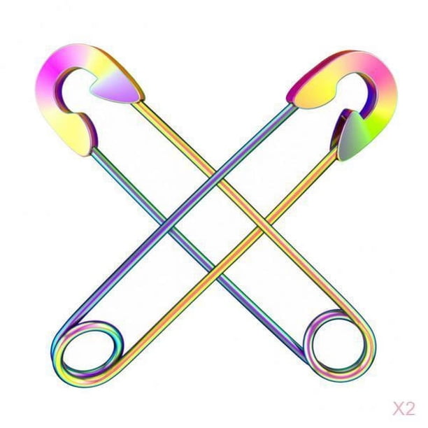 2 piezas Punk Pendientes de alfiler de seguridad rico y Cuelgue el brazalete de oreja 37.8mm