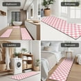 thumbnail image 5 of Pink and White Checkerboard Pattern Kitchen Rugs Sets Of 3,Kitchen Runner Rugs Non Skid Washable,Decorative Kitchen Floor Mats for Kitchen,Sink,Laundry,17"x30"+ 17"x47" + 17"x59", 5 of 6