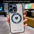 thumbnail image 3 of for iPhone 13 Pro Max Case Magnetic Glitter [ Compatible with MagSafe ], Bling Love Heart Clear Phone Case, Camera Protection Sparkly Plating Slim Soft Back Cover for Women Girls - Blue, 3 of 10
