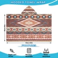 thumbnail image 2 of Boho Red Southwestern Ethnic Pattern Hooded Bath Towel，60"x35" for Ages 3 To 12 Kids, Quick Dry Lightweight Soft Microfiber Hood Beach Towel Cover Up for Kids, 2 of 7