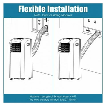 8000 BTU Portable Air Conditioner with Dehumidifier, Remote Control, for Room up to 400 sq ft - 2 Fan Speeds, Sleep Mode, 24H Timer, Window Seal Kit Included - White