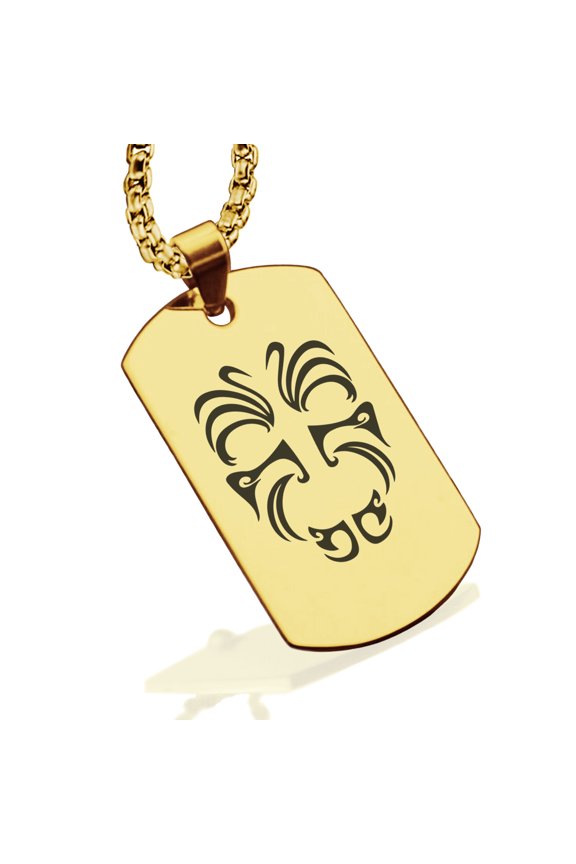 Stainless Steel Maori Warrior Champion Dog Tag Pendant Necklace