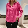 thumbnail image 5 of Womens Satin Shirts Button Down Dressy Shirt for Women Silky Solid lapel Long Sleeve Cardigans Work Blouses Tops Fall Fashion Clothing, 5 of 5