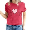 thumbnail image 2 of Fesfesfes Women T Shirt Women's Valentine's Day Love Printed Short Sleeved T-shirt Top Short Sleeved Round Neck Top/Shirt Raglan Shirt Women 3XL(US:14), 2 of 6