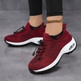 thumbnail image 2 of Tennis Shoes Womens Fashion Knitted Platform Sneakers Arch Support Orthopedic Walking Shoes Slip on Antislip Workout Athletic Shoes Red Size 7, 2 of 6