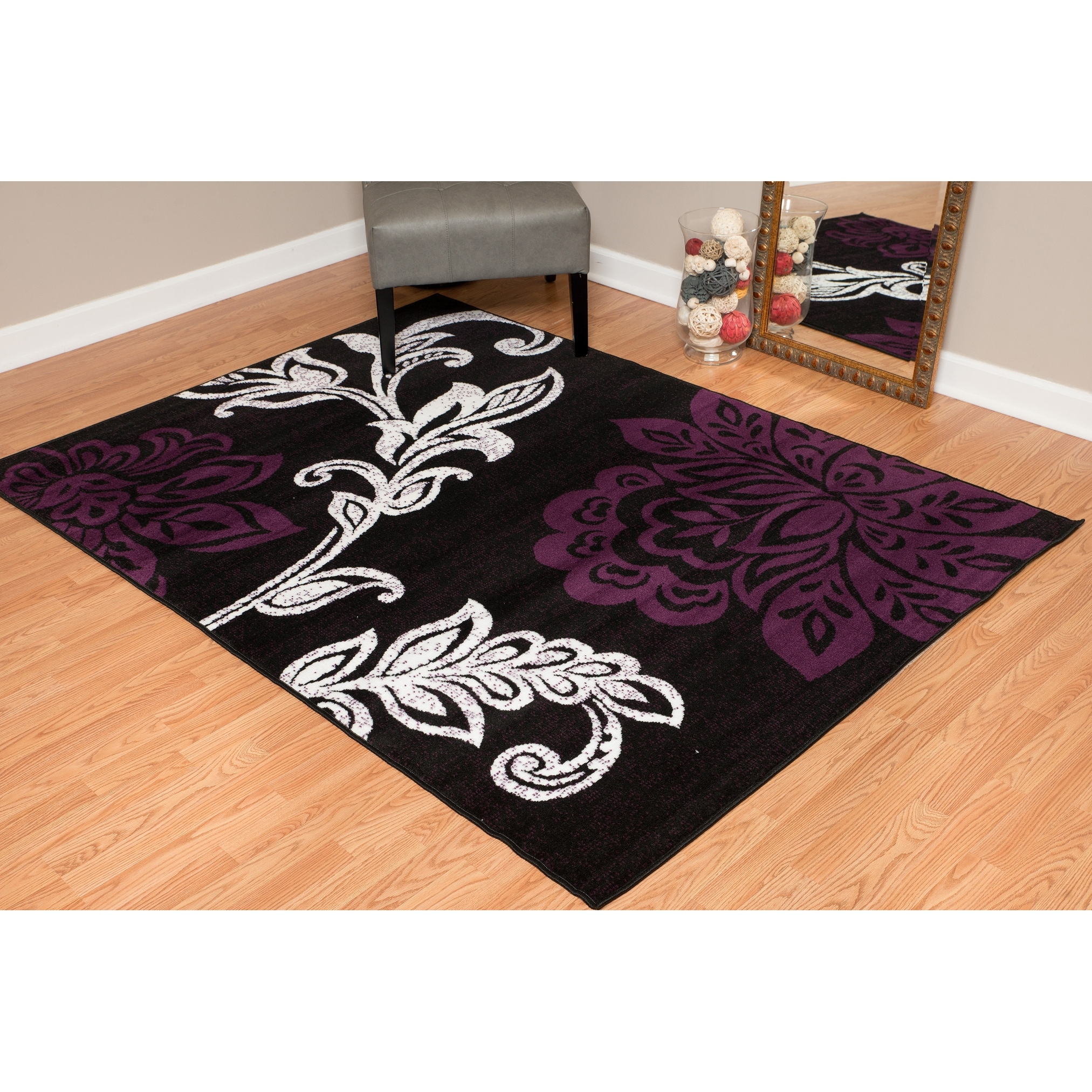 Westfield Home Montclaire Gianna Floral Area Rug Plum 2'3" x 7'2