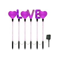 Luoshdecor Solar Garden Lights,Heart Love Stake Light,Valentines Day Decor for Yard Cemetery Grave Garden Walkway