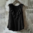 thumbnail image 4 of Admvng Women's Tank Top Cotton Deep V Neck uffle Trim Sleeveless Crinkle Textured Lightweight Casual Summer Camisole Blouse, 4 of 5