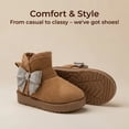 thumbnail image 2 of bebe Toddler Girl's Winter Boots – Cozy Microsuede Boots with Rhinestone Bow, Fashion Boots for Toddlers, Slip-On Cold Weather Boots, 2 of 8