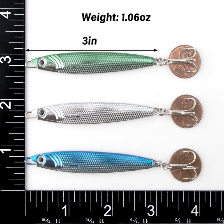 10-Pack Metal Jigging Spoon Lures | Diamond Jig Lures For Saltwater Fishing | 0.49oz & 1.06oz Weights