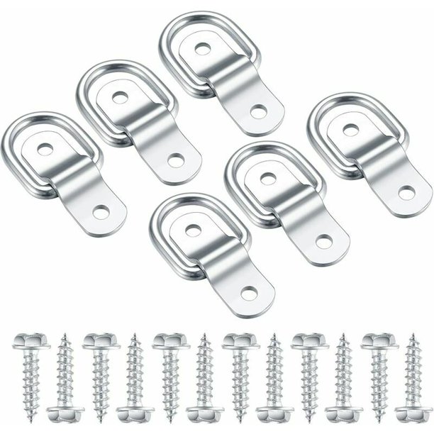 Anillos en D, gancho de amarre de acero inoxidable, anillo de montaje de anillo de amarre, correa de amarre 6 piezas y 12 tornillos para remolque de automóvil, hamaca de madera, camping 6x25 mm - esquí esquí Gafas de esquí