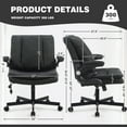 thumbnail image 4 of Wide Criss Cross Chair with Flip Up Back Cushion and Arms, Ergonomic Cross Legged Office Chair with Dynamic Lumbar Support, Upholstered Swivel Rolling Vanity Chair for Customized Comfort, 4 of 8