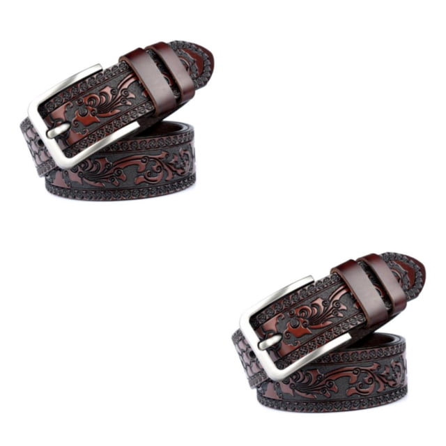 relayinert Classy And Durable PU Belt For Men Wear-resistant And Fine Workmanship Coffee Coffee 120cm 2Set