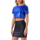 thumbnail image 4 of INSPIRAR CHIC Blusa de Mujer con Lentejuelas Brillantes de Manga Corta Cortada Cuello Redondo con Flecos para Fiesta de Cóctel Brillante Talla XS Azul Real, 4 of 5