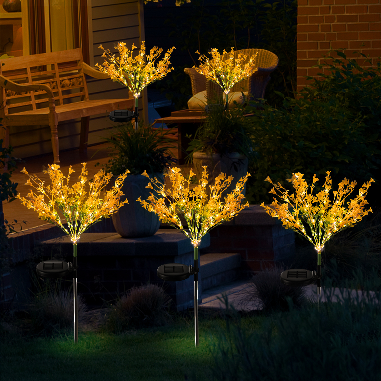 2 Pcs Solar Garden Lights for Outdoor Decorative, Solar Flowers Lights from Dusk to Dawn, Solar Garden Stake Lights Waterproof IP65, Solar Powered Flower Lights for Patio, Garden, Yard, Lawn, Pathway - image 5 of 9