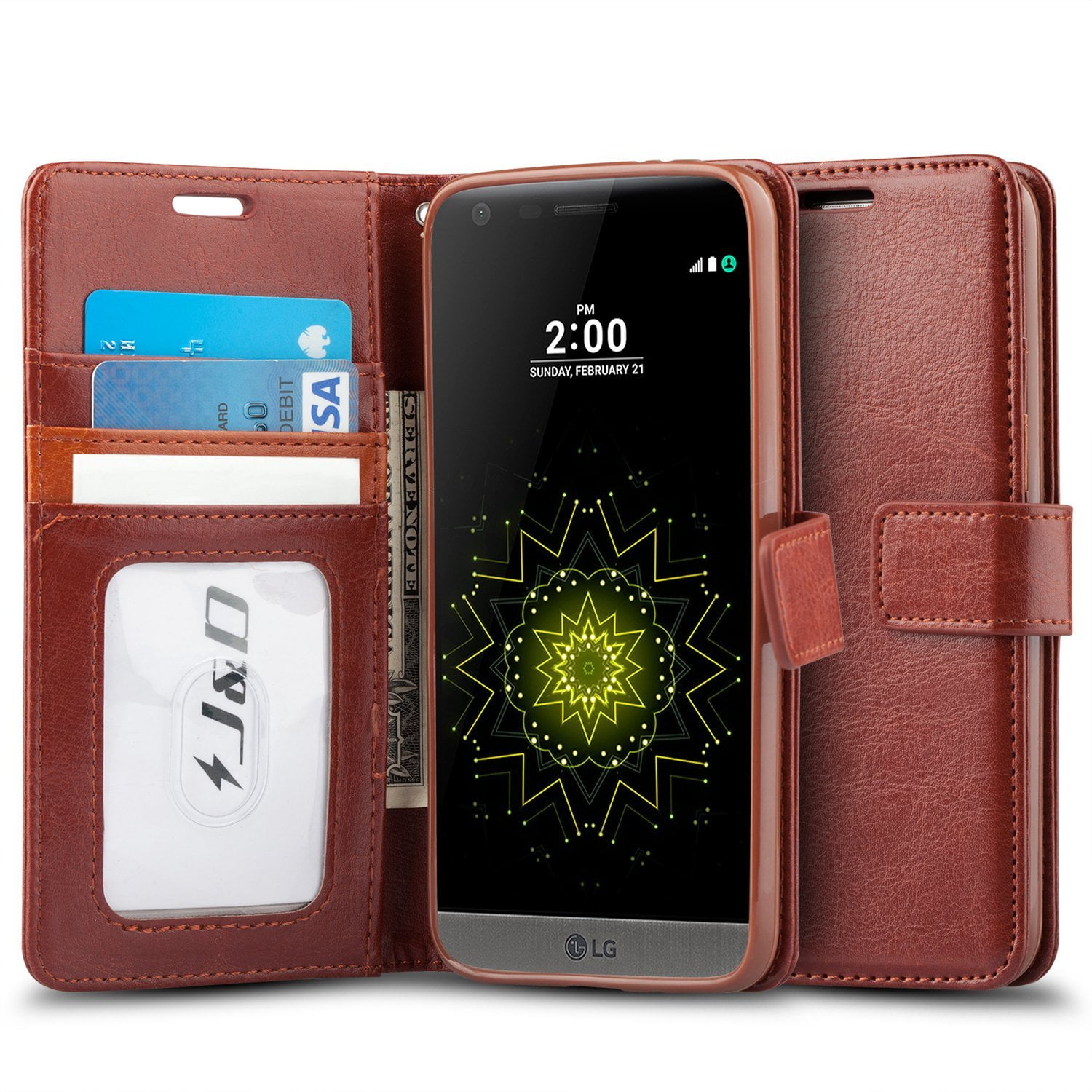 LG G5 Case, J&D [Wallet Stand] [Slim Fit] Heavy Duty Protective Shock