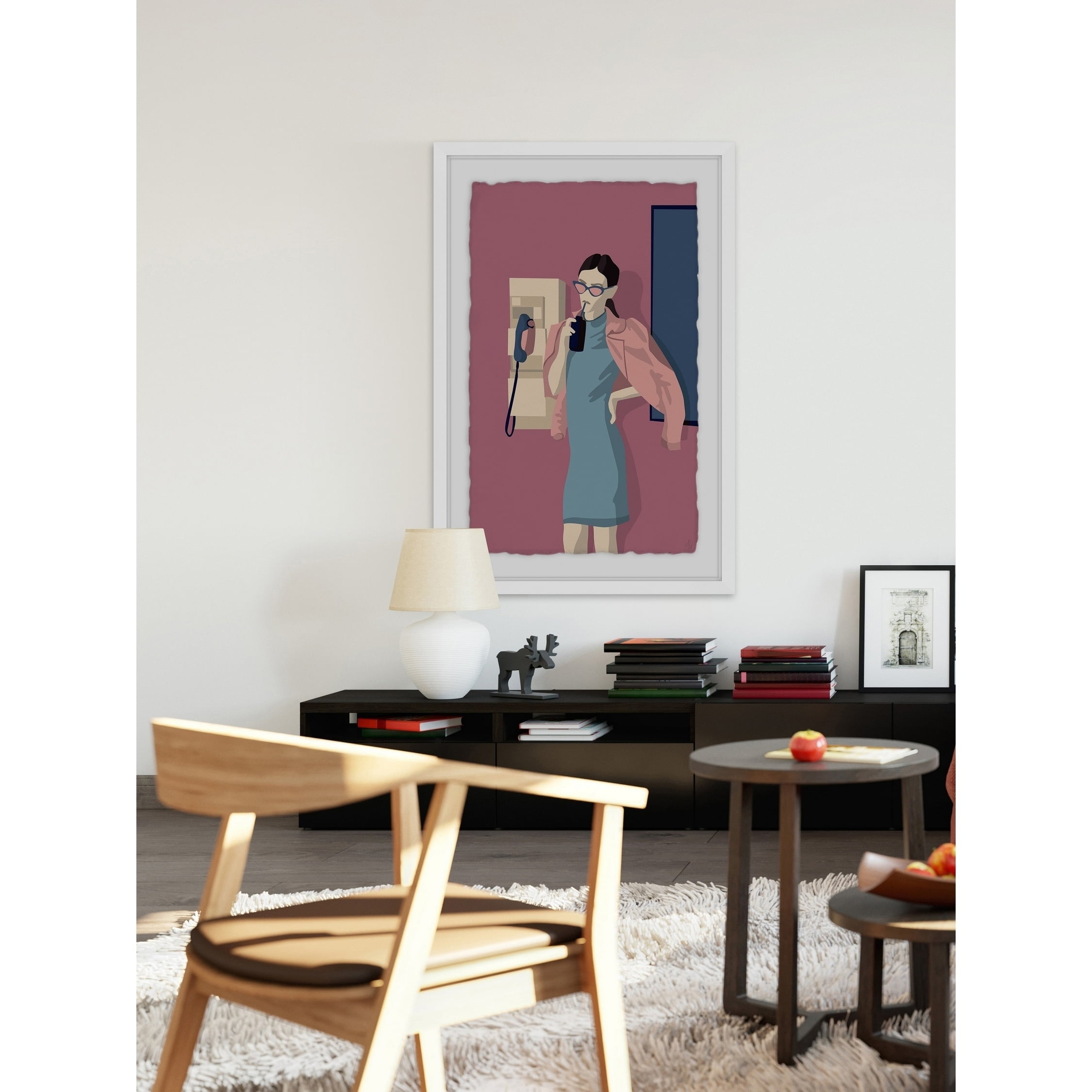 The Pink Fashion Framed Painting Art Print, 12.00" x 1.50"