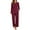 04-Wine Red, variant on Women's Pajama Set Long Sleeve Sleepwear Set Soft Two Piece Matching Set with Pockets