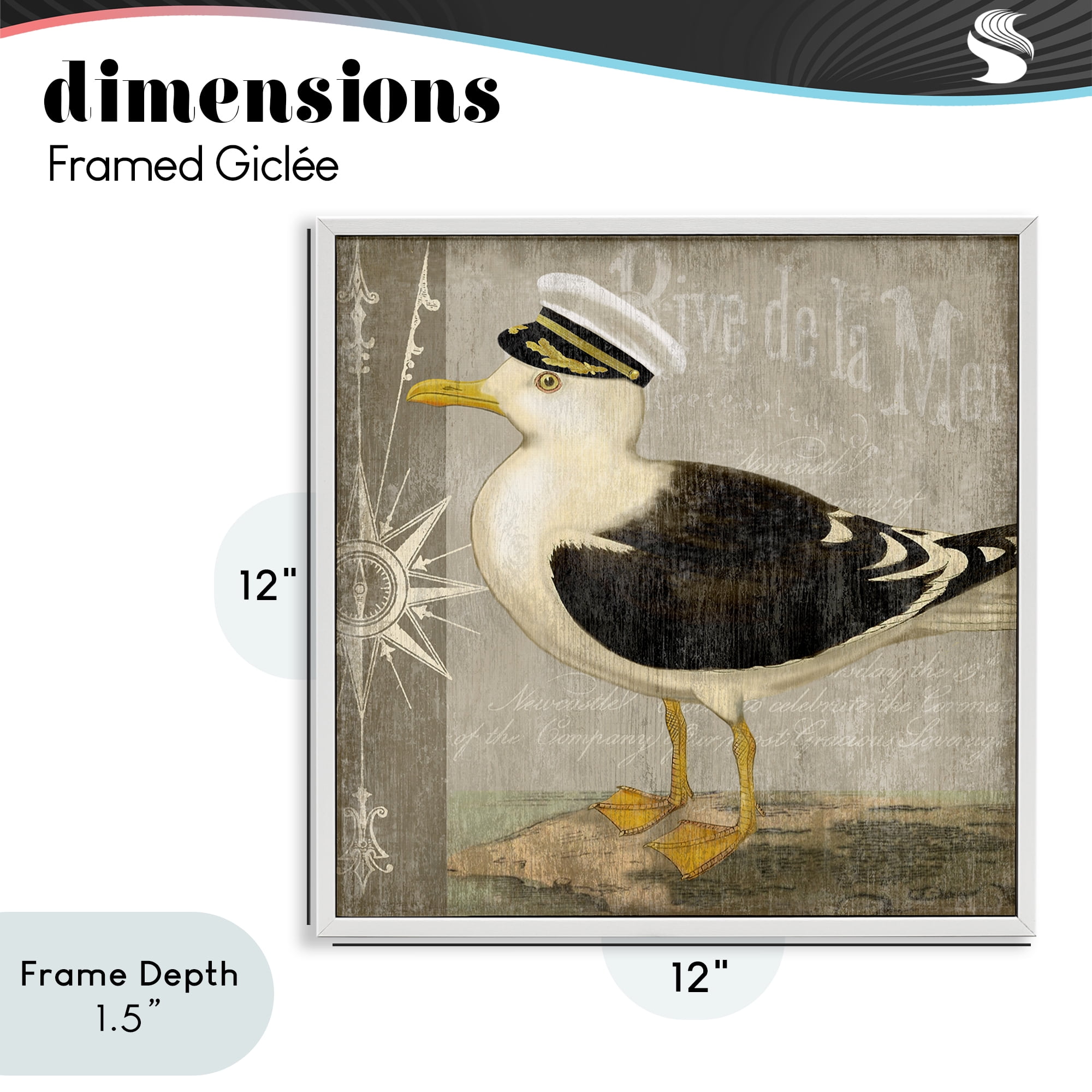 Stupell Industries Little Maritime Seagull White Framed Giclee Art, design by Suzanne Nicoll