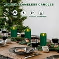 thumbnail image 2 of Flameless Candles Light, Set of 2 6"x3" Flickering Christmas Flameless Candles with Remote & Timer, Dimmable Real Wax Pillar Candles Battery Operated, Green Candles for Home Xmas Decor, 2 of 7