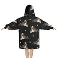 thumbnail image 2 of Australian Shepherd Dog and Footprints Blanket Hoodies for Kids 6-13YR Oversize Wearable Blanket Hoodies for Boys Girls Teens, 2 of 7
