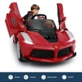 thumbnail image 5 of Licensed Ferrari LaFerrari Racing Ride On Car 12V Kids Electric Car with Remote Control, Openable Hydraulic Scissor Doors, Leather Seat, Spring Suspension, Lights, MP3, Powered Wheels Racing Car, Red, 5 of 8