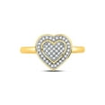 thumbnail image 2 of 10kt Yellow Gold Womens Round Diamond Heart Ring 1/6 Cttw, 2 of 4