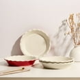 thumbnail image 5 of Kook Ceramic Deep Pie Dish with Wave Edge, 9 Inch, Cherry Red, 5 of 5