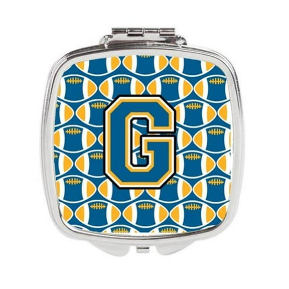 Carolines Treasures  Letter G Football Blue & Gold Compact Mirror