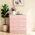 thumbnail image 2 of Tcbosik 4 Drawer Dresser for Bedroom, Small Chests of Drawers, Modern Night Stand for Living Room, Closet, Pink, 2 of 9