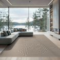 thumbnail image 2 of ODIKA 6'x9' Beige Geometric Maze Washable Area Rug Modern Labyrinth Design With Intricate Motifs Non-Slip, Chair-Friendly, for Dining Room, Under Table, Office Décor, 2 of 7