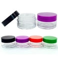thumbnail image 2 of Beauticom 12 Pieces High Quality 20 Gram 20 ml (0.7 oz) Round Acrylic Cosmetic Product Sample Travel Jars with Red, Green, Black and Purple Lids, 2 of 2