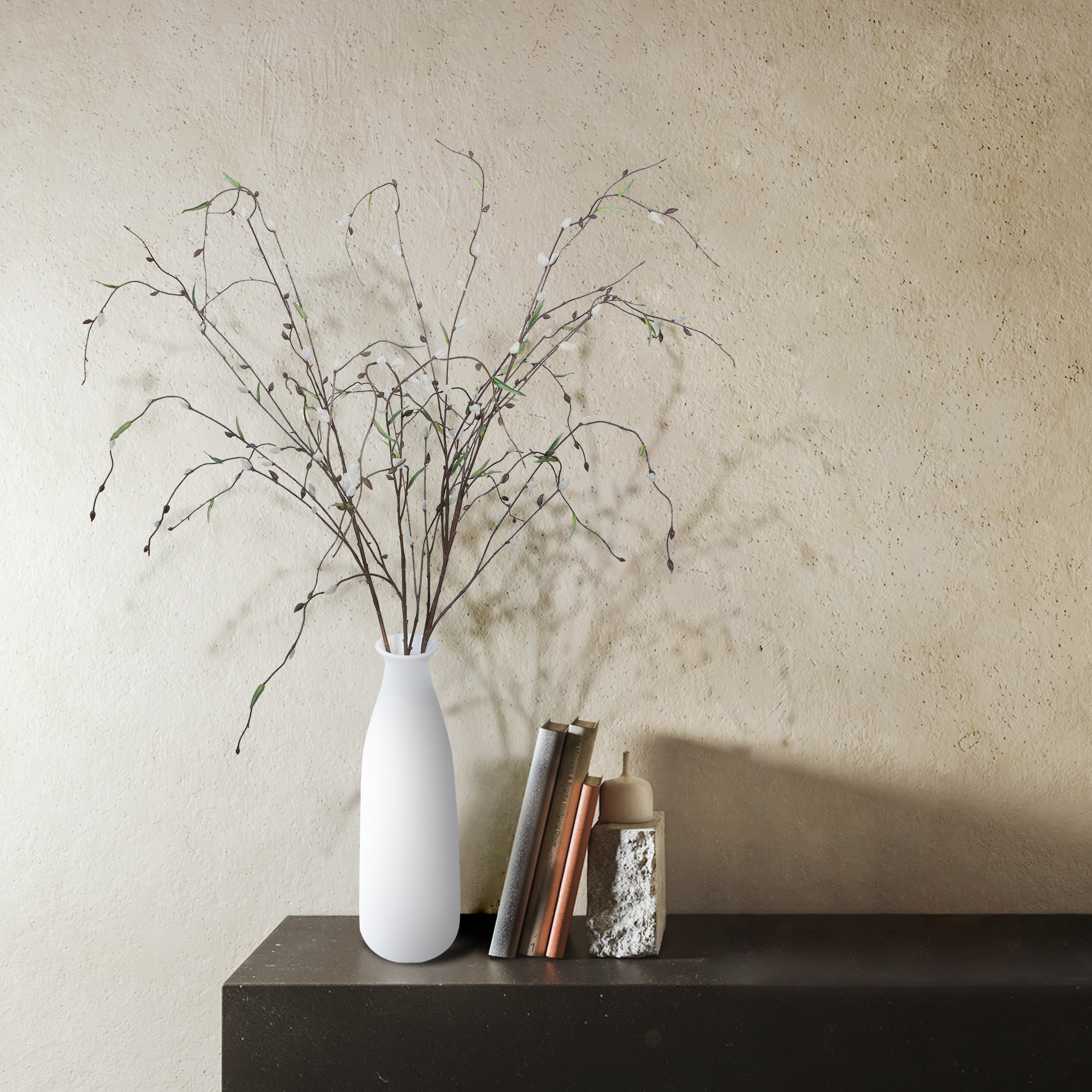 (2 pack) 46.5-inch Artificial White-Brown Willow Flower Long Stem, for Indoor Use, by Mainstays