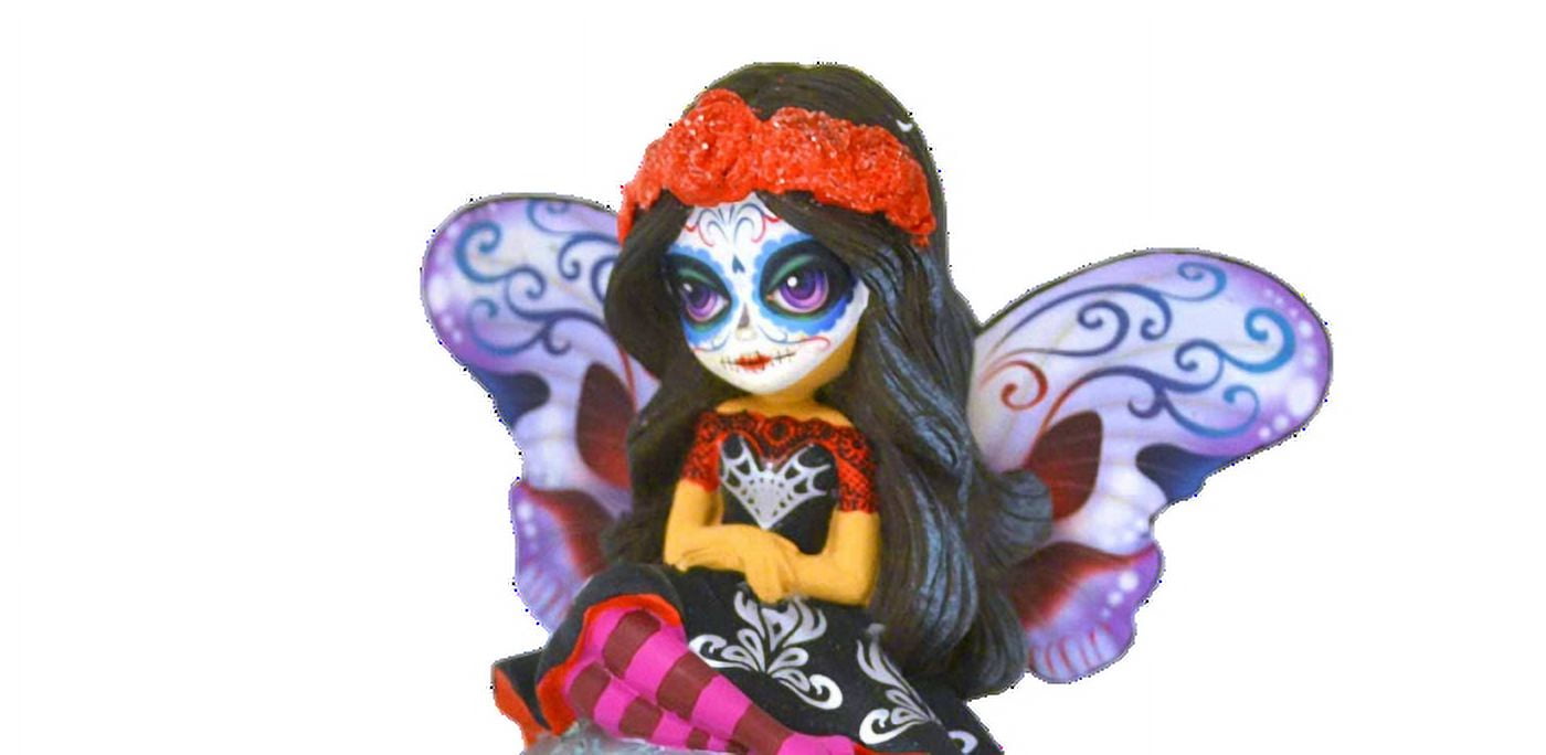The Hamilton Collection Spirit of The Radiant Beauty Glow in The Dark Sugar Skull Decor by Jasmine Becket-Griffith 6-Inches