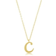 10k Yellow Gold Small Script Initial Letter C Pendant Necklace for Women Adjustable Chain Size 16 to 18 inches with Spring Ring Clasp by MAX + STONE