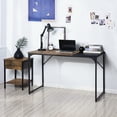 thumbnail image 2 of Homylin 39-inch Home Office Table Writing Desk, PC laptop Study Deask With Sturdy Metal Frame For Study Room, Brown & Black, 2 of 7
