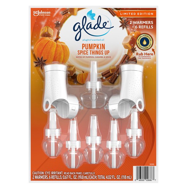 Glade PlugIns 2 Warmers + 6 Refills Holiday (Pumpkin Spice Things Up)