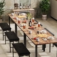 thumbnail image 3 of 3-Piece Dining Table Set, Rectangular Kitchen Dinette Set with 2 Upholstered Benches, MDF & Metal Frame, Space-Saving Furniture for Dining Room, Breakfast Nook and Apartment, Retro, 3 of 6