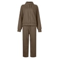 thumbnail image 5 of Letdown Plus Size Womens Lounge Set 2 Piece Outfits Oversized Pajama Set Long Sleeve Turtleneck Sweatshirt and Wide Leg Joggers with Pockets (Brown,XXL), 5 of 6