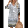 thumbnail image 3 of Vestido Informal de Verano para Mujer, Estilo Bohemio, con Borlas y Cuello Anudado, Larga 3/4, Estampado Floral Corto S, 3 of 8