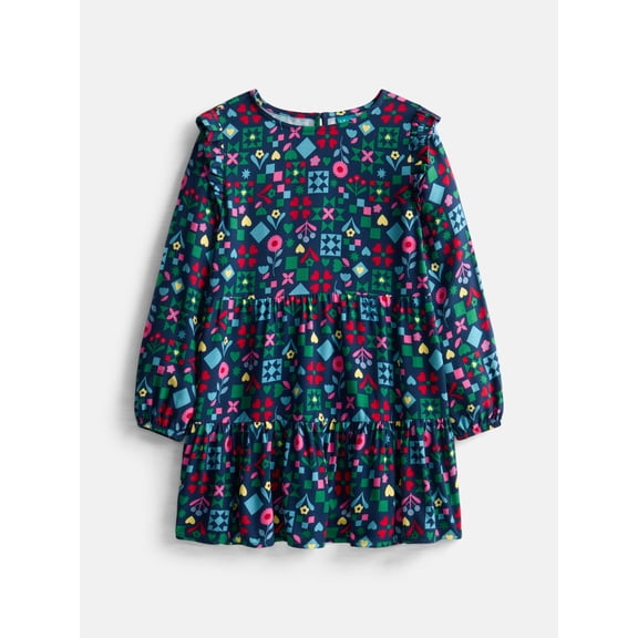 Wonder Nation Girls Tiered Dress with Long Sleeves, Sizes 4-18 & Plus