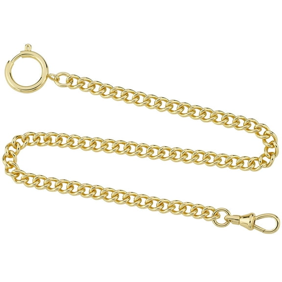 Gotham Gold-Plated Stainless Steel Curb Link Pocket Watch Chain, 14" Length