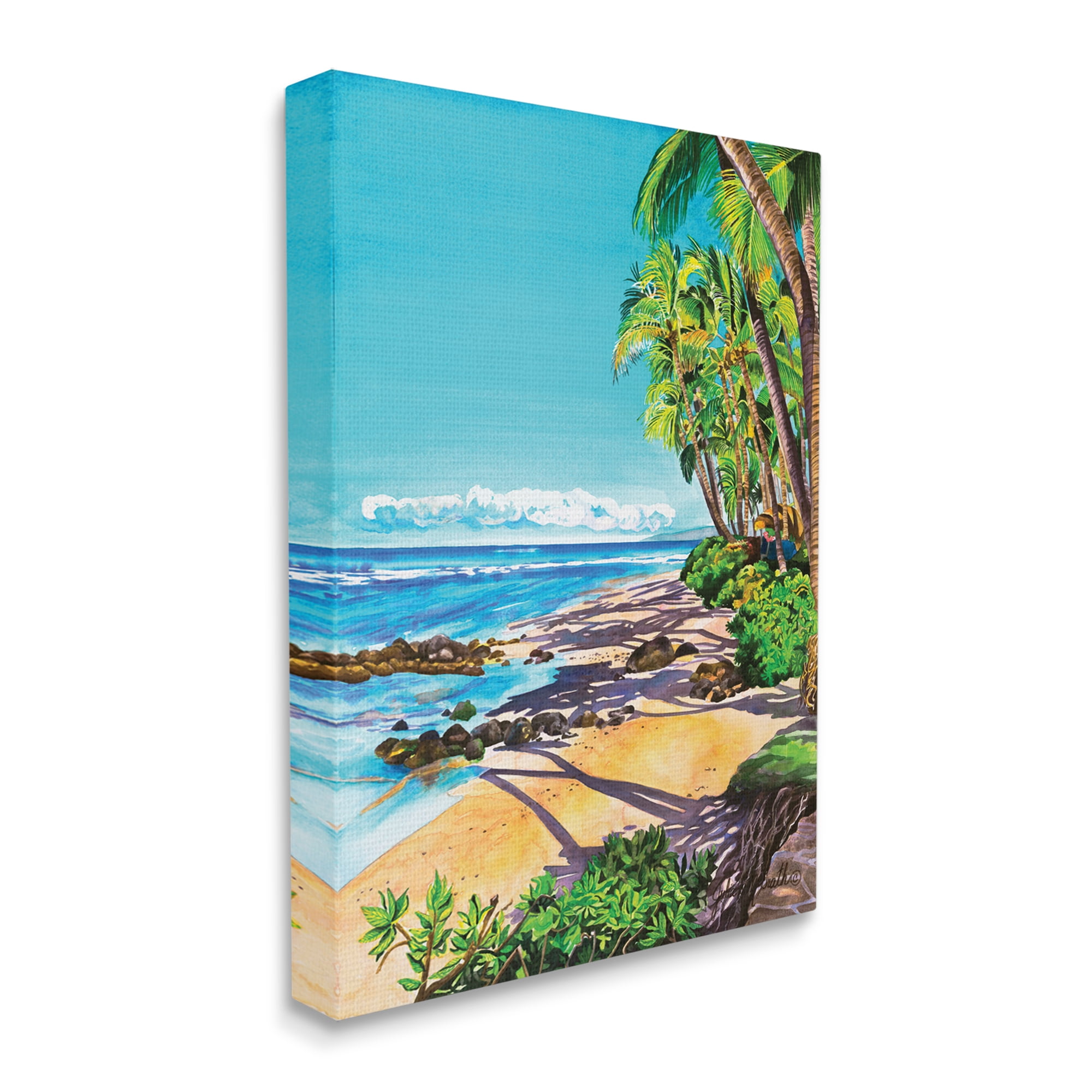Stupell Industries Tropical Shore Landscape Nature Painting Gallery Wrapped Canvas Print Wall Art, 30 x 40