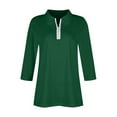thumbnail image 6 of ZyeKqe Womens Tops Dressy Casual 3/4 Length Sleeve V Neck Blouses Half Zip up Collar Work Top Shirts, 6 of 7