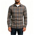 thumbnail image 2 of TKKCS Mens Long Sleeve Plaid Button Down Shirts- Midweight Casual Turn Down Collar Layering Flannel Jacket Shirt Gray Size S, 2 of 9